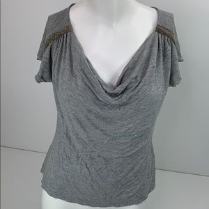 Jennifer Lopez Womens Short Sleeve Blouse Bling M